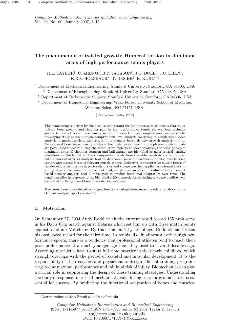 Humeral Torsion in Dominant Arms of High Performance Tennis Players