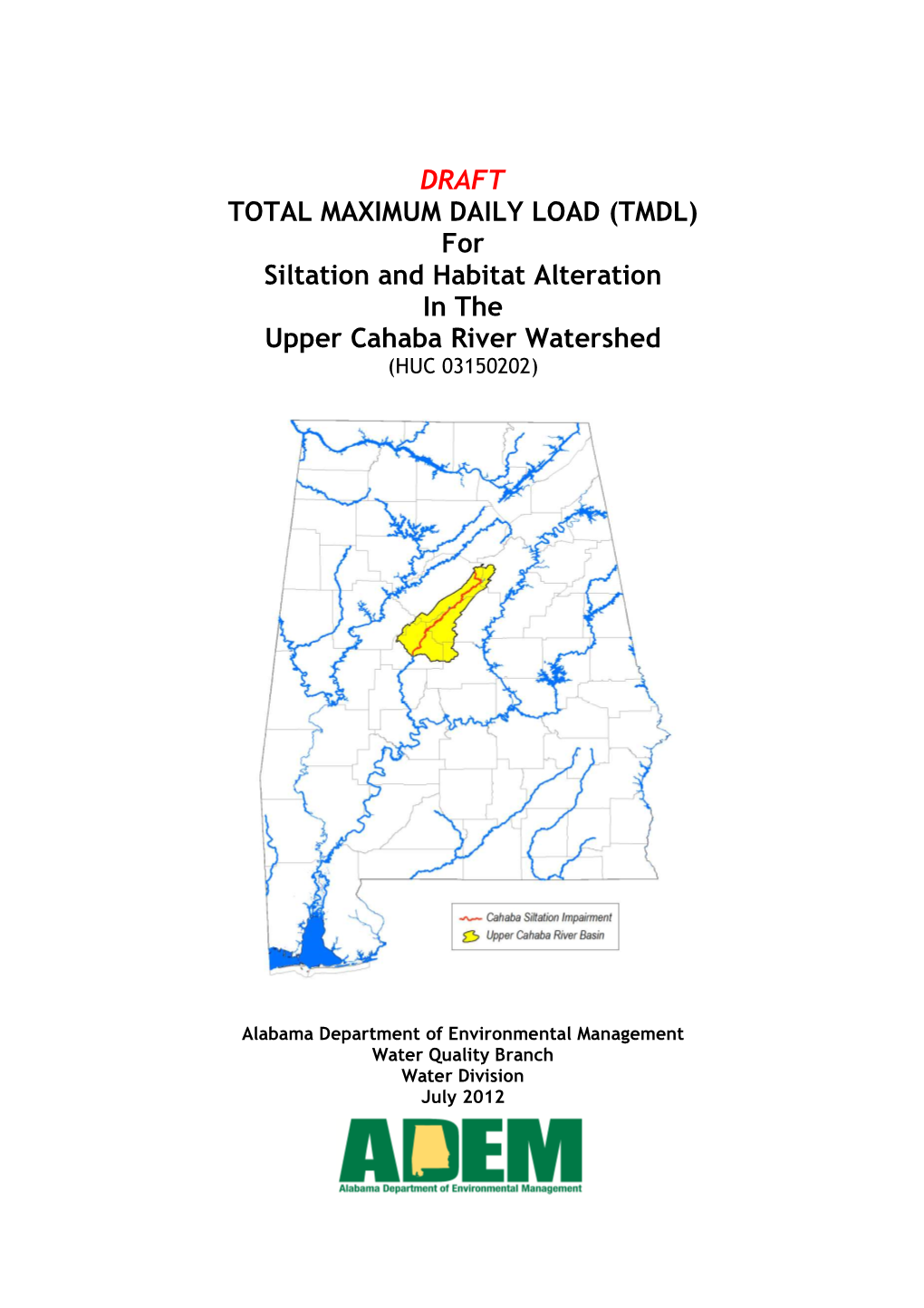 Draft Cahaba Siltation TMDL 07-13-2012