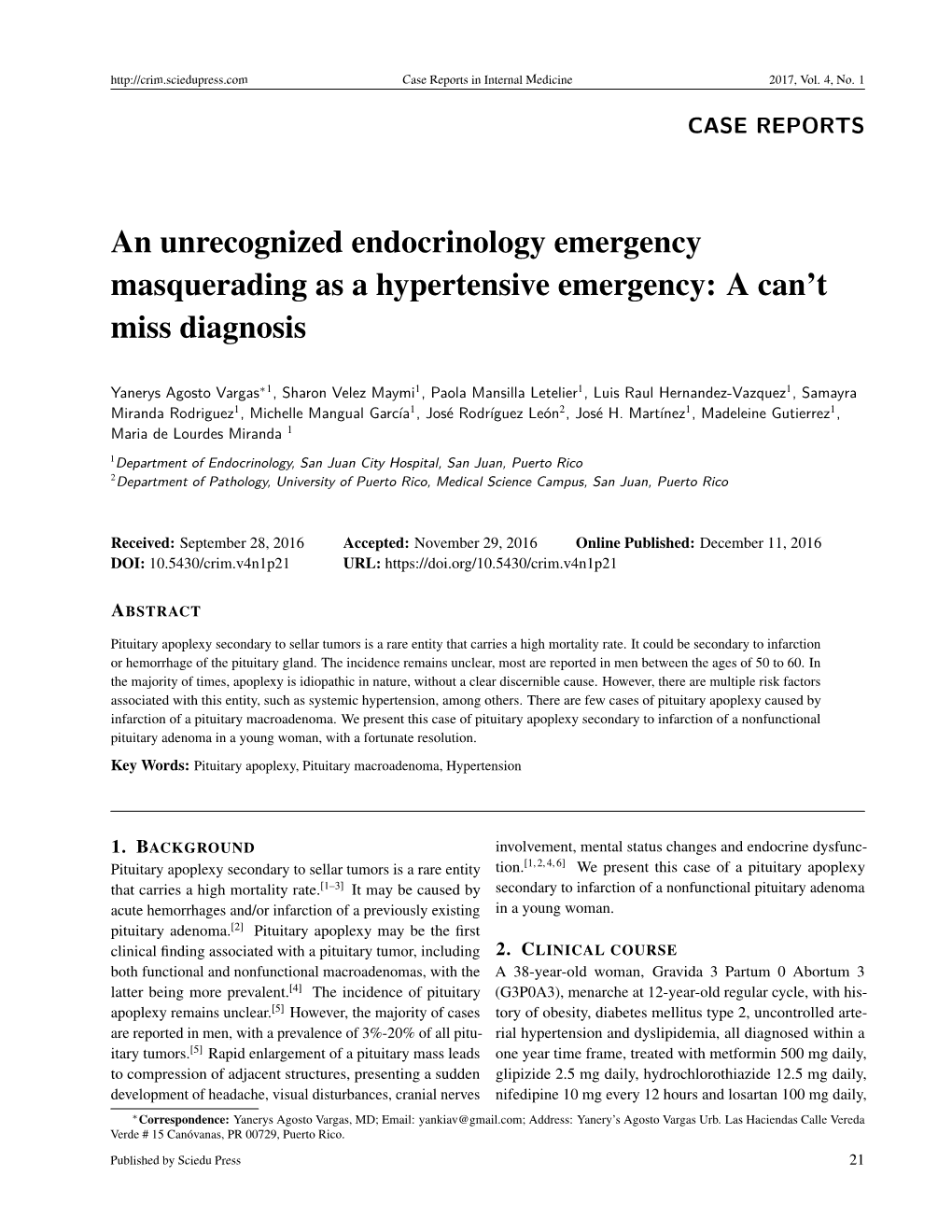 An Unrecognized Endocrinology Emergency Masquerading As a Hypertensive Emergency: a Can't Miss Diagnosis