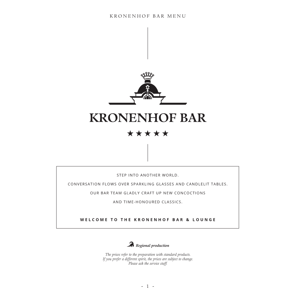 Kronenhof Bar Menu