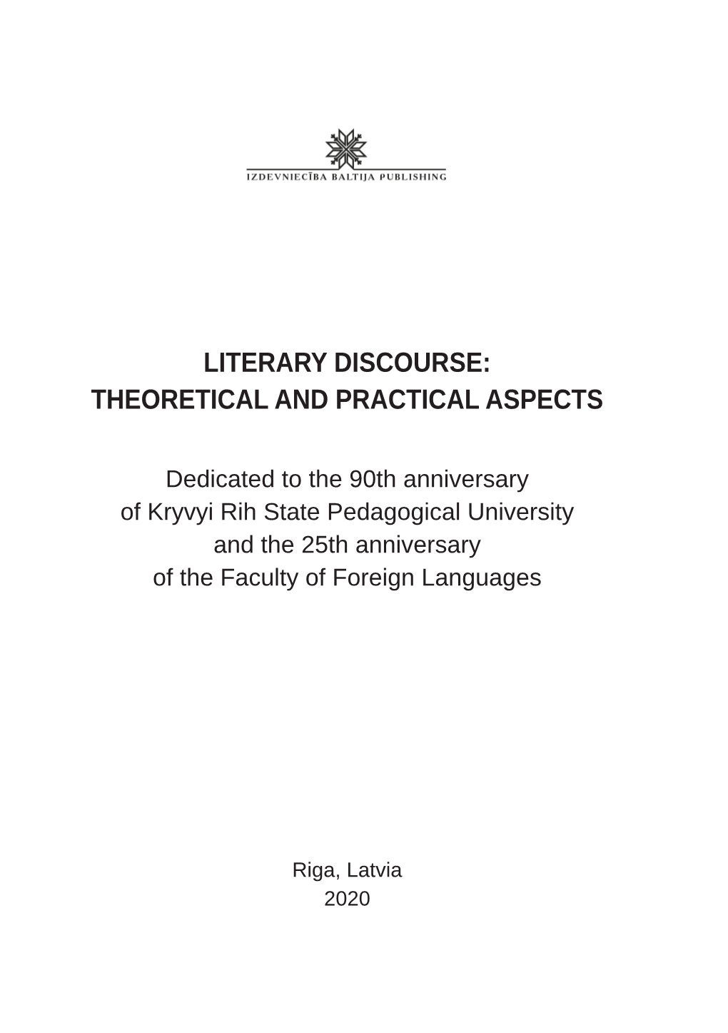 Literary Discourse: Theoretical and Practical Aspects