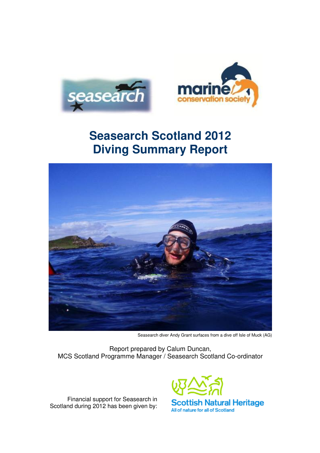 Seasearch Scotland 2012 Diving Summary Report