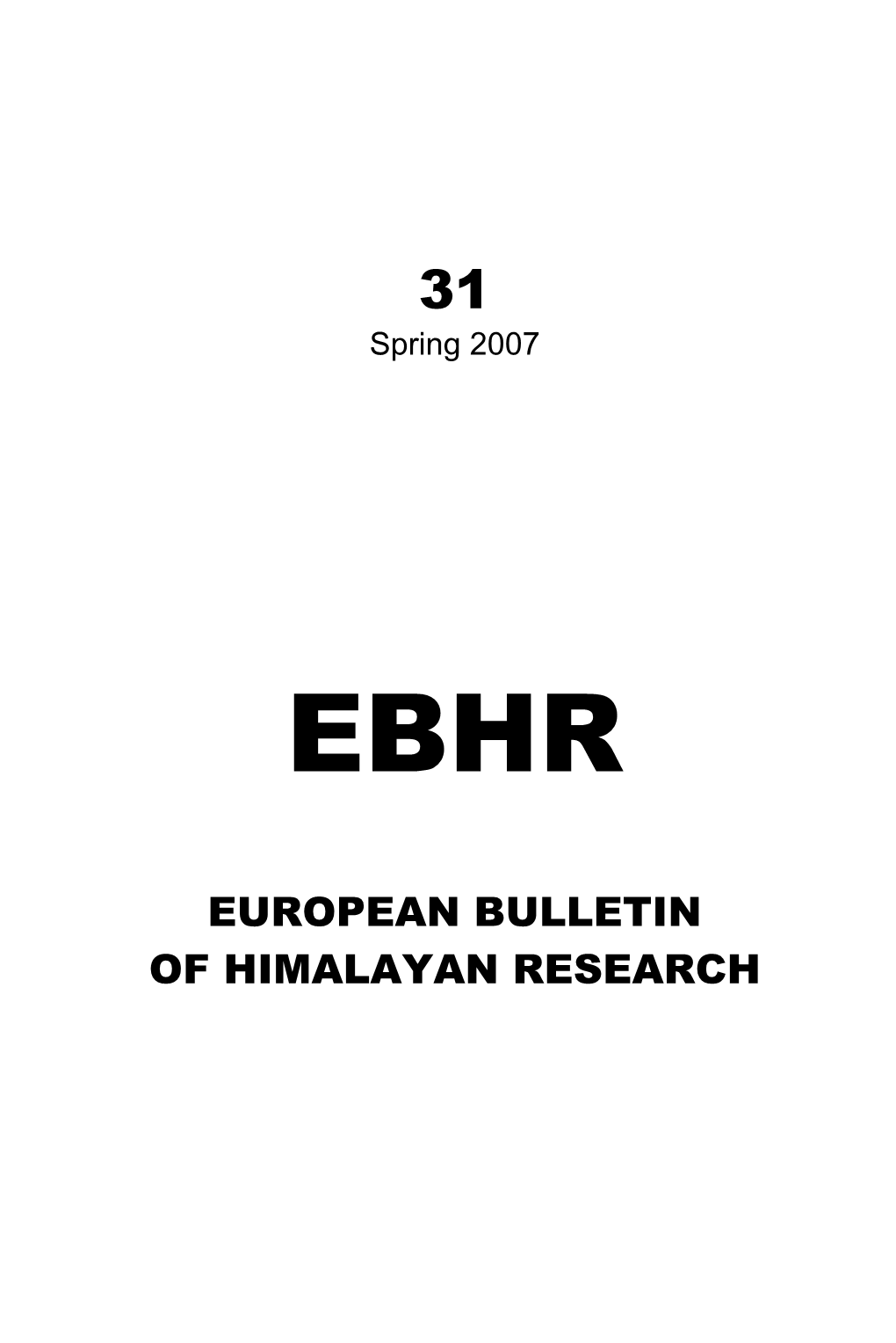 European Bulletin of Himalayan Research