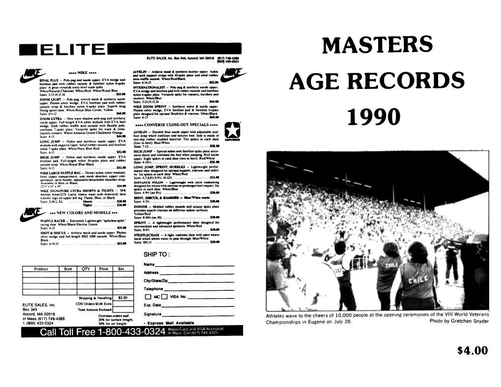 MASTERS AGE RECORDS 1990 World and U.S