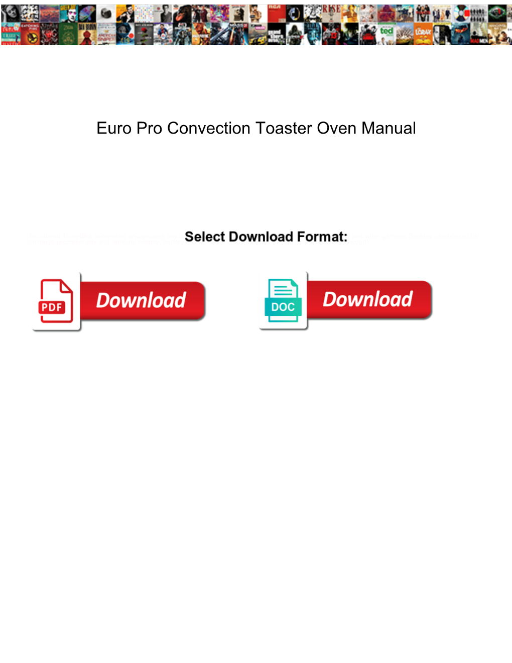 Euro Pro Convection Toaster Oven Manual