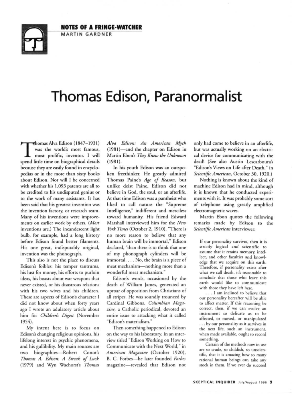 Thomas Edison, Paranormalist
