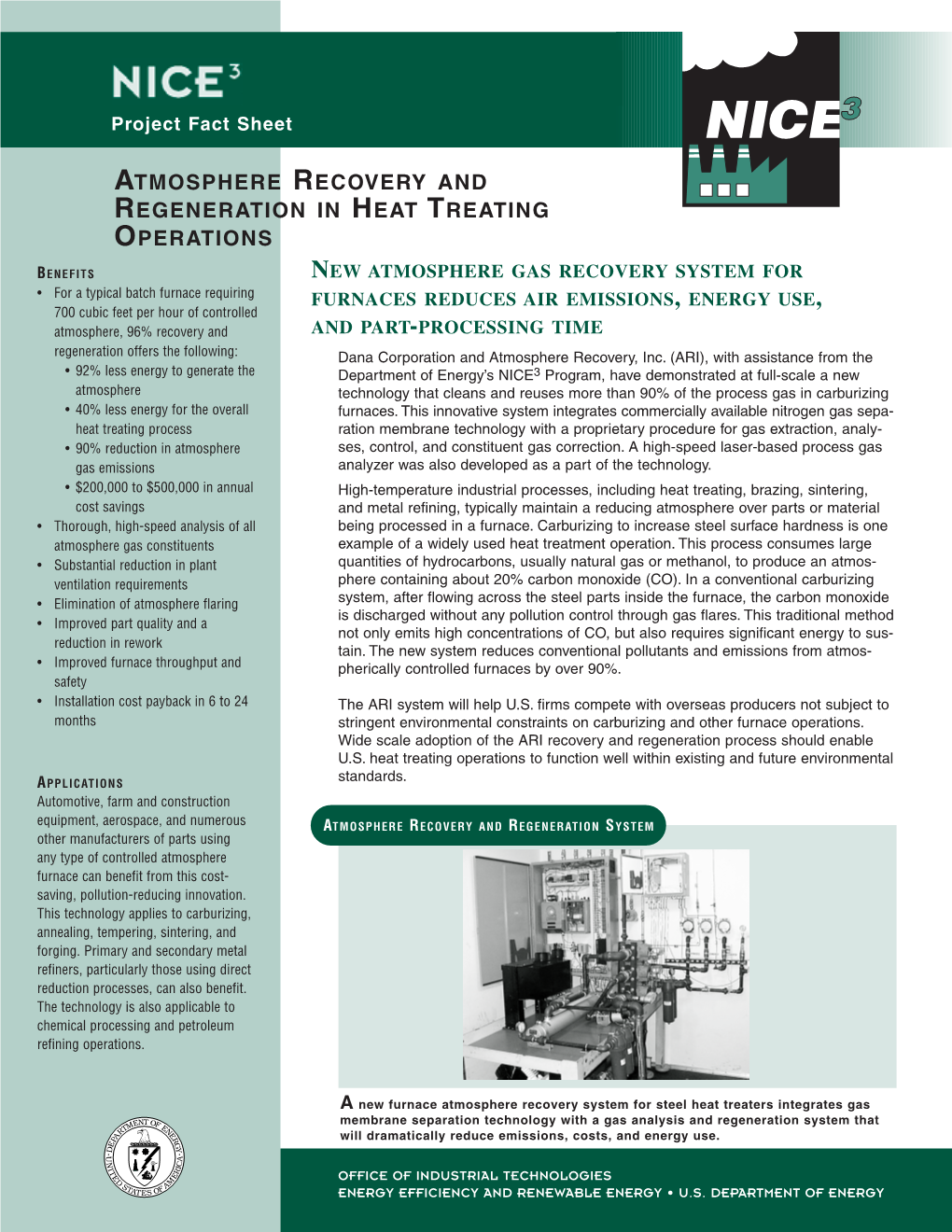 Atmosphere Recovery and Regeneration in Heat Treating Operations