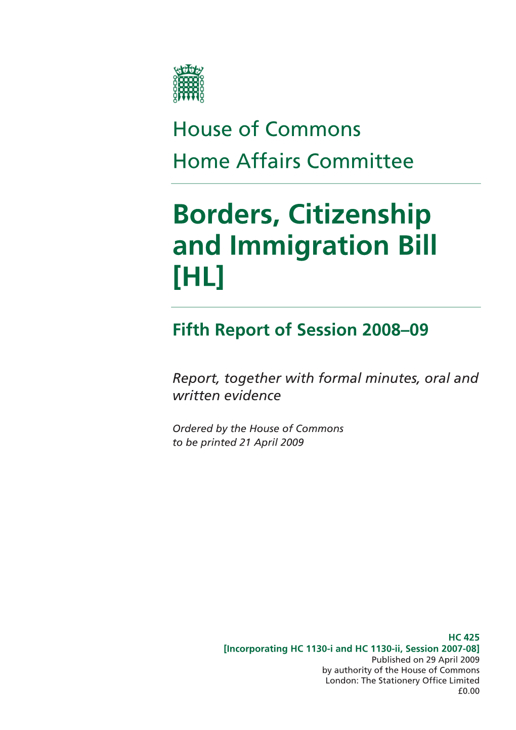 Borders, Citizenship and Immigration Bill [HL]