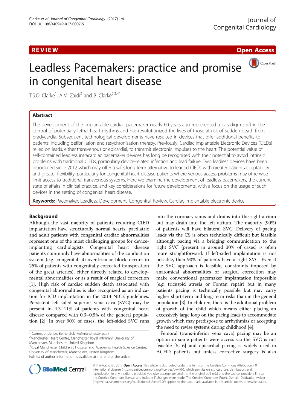 Leadless Pacemakers: Practice and Promise in Congenital Heart Disease T.S.O