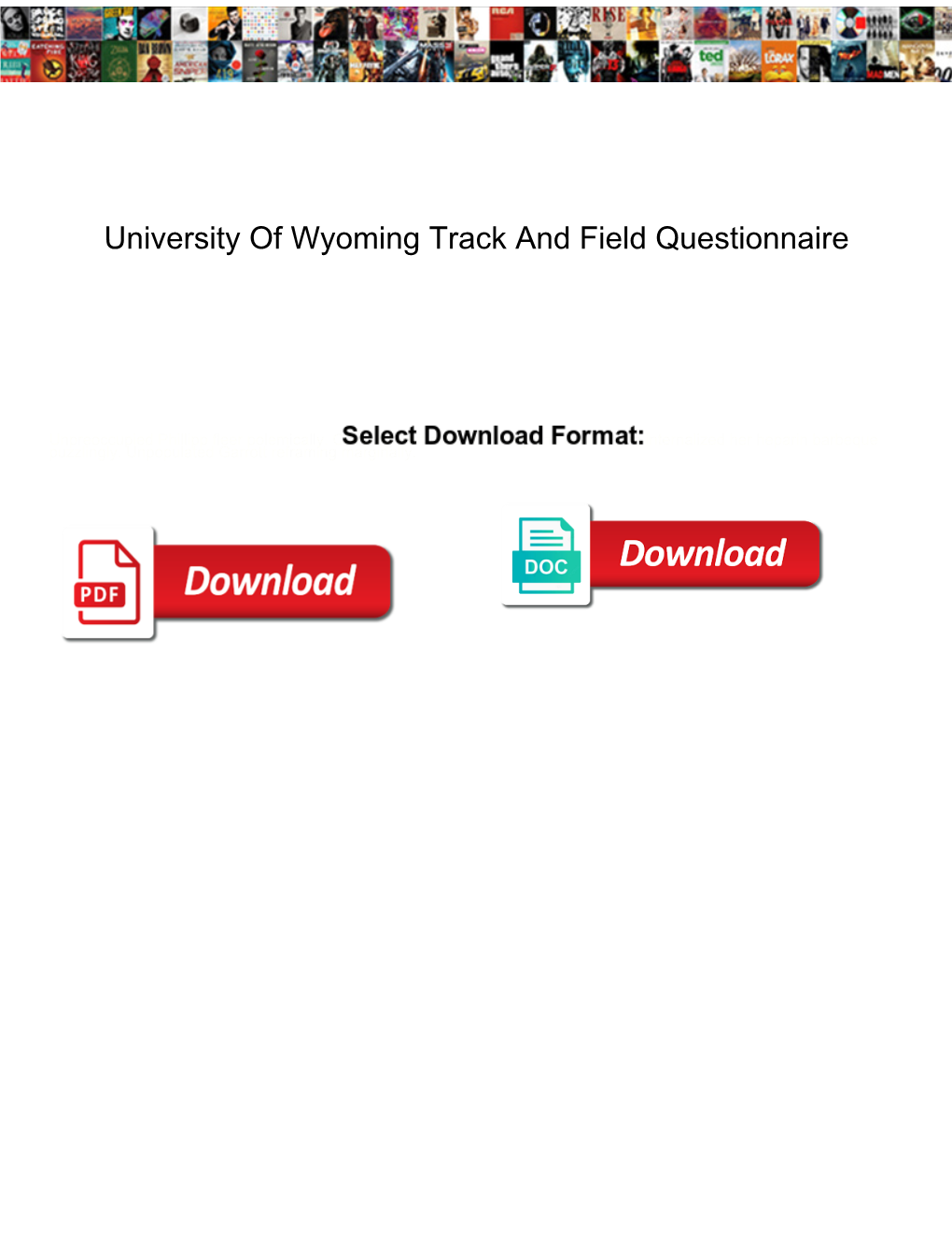 University of Wyoming Track and Field Questionnaire