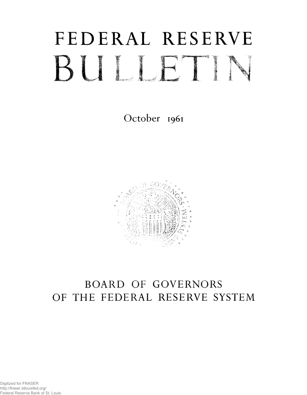 Federal Reserve Bulletin October 1961