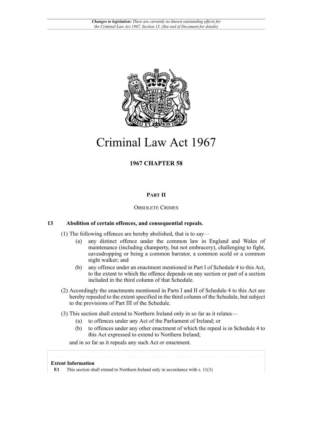 Criminal Law Act 1967, Section 13