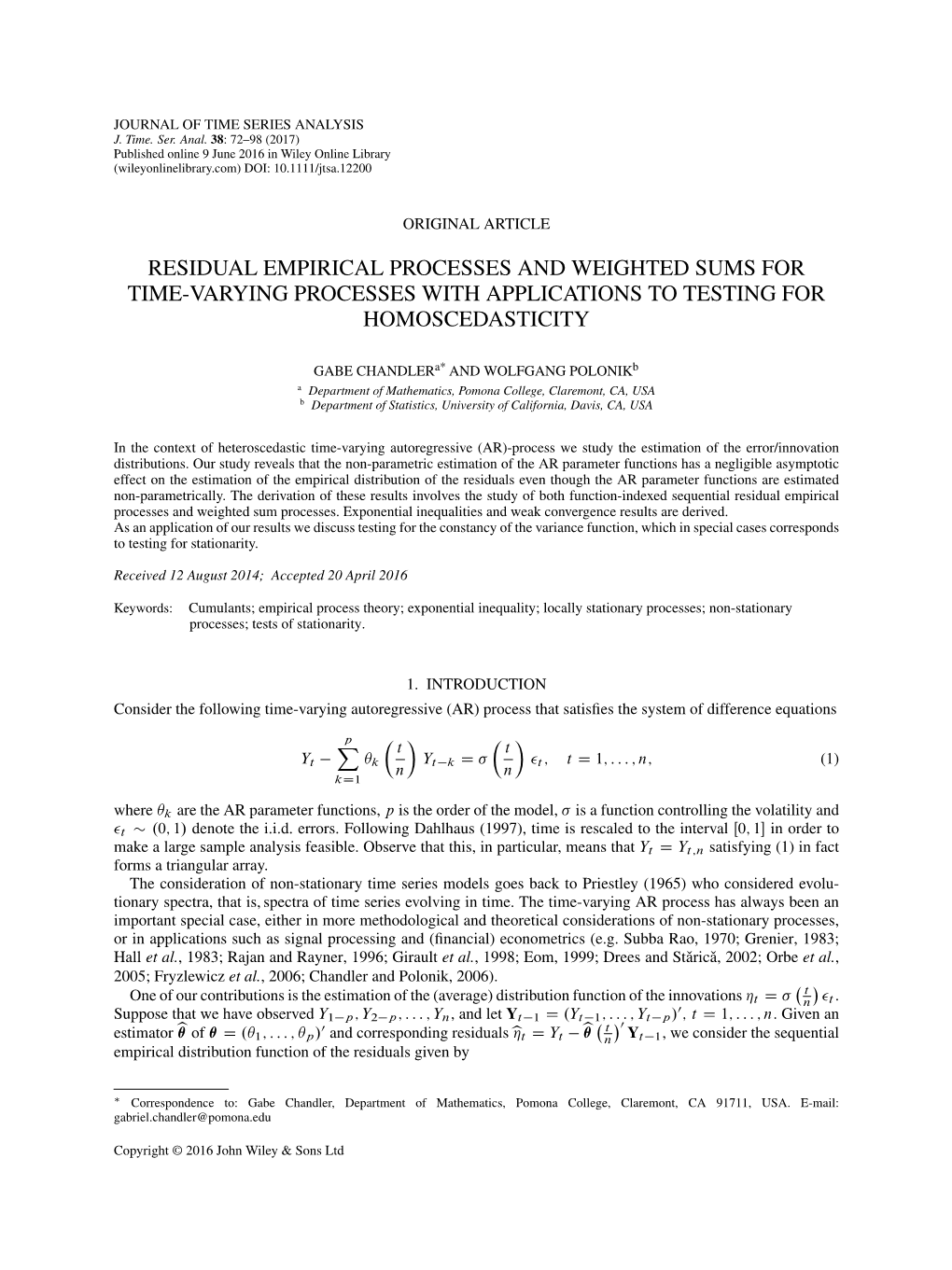 Weighted Sums and Residual Empirical Processes For