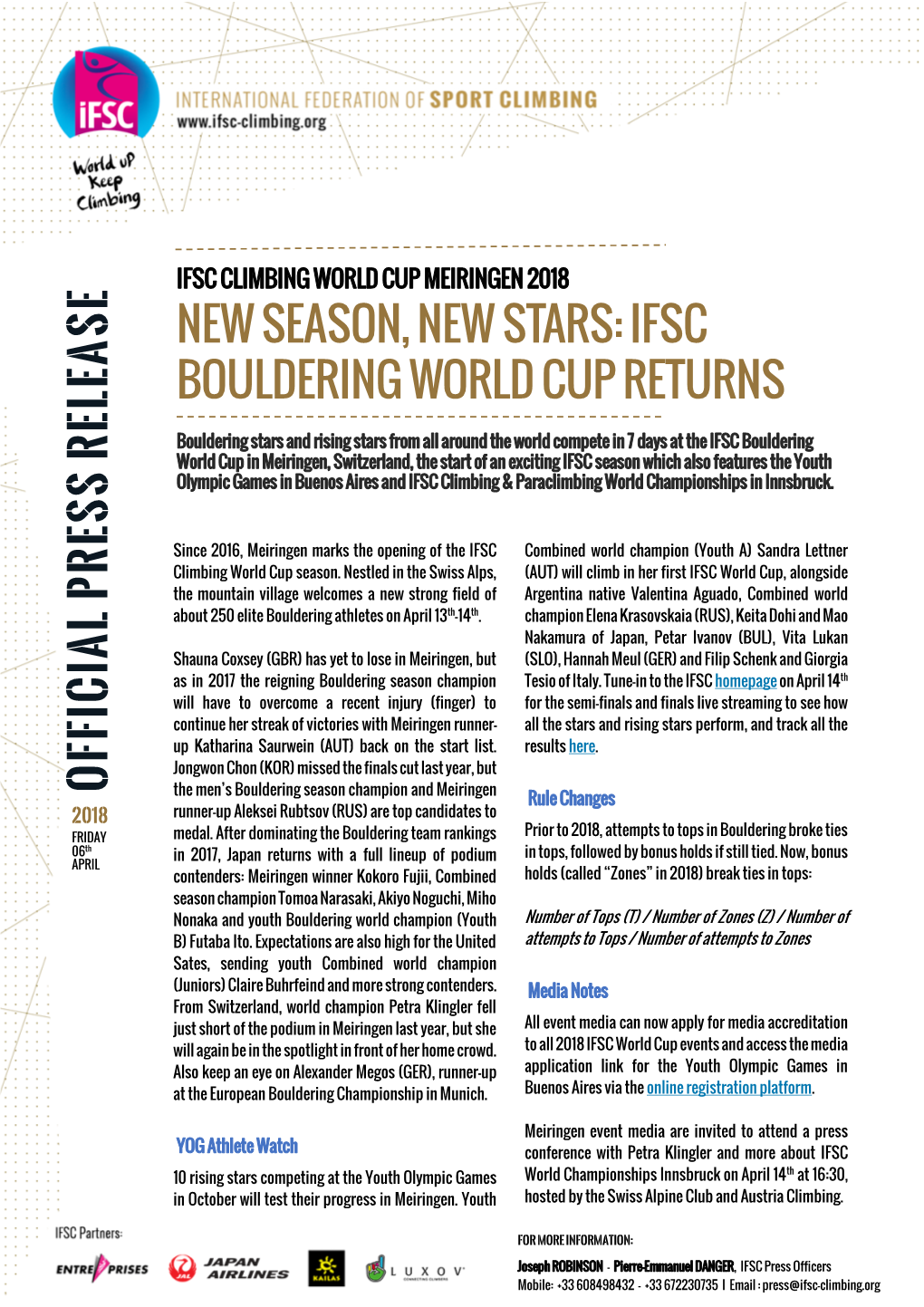 Ifsc Bouldering World Cup Returns