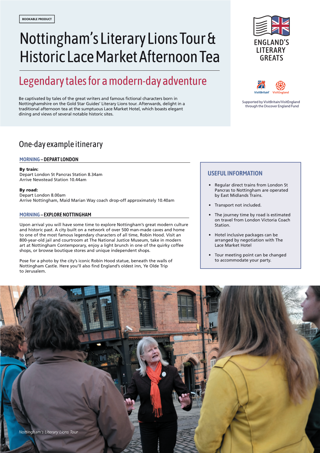Nottingham's Literary Lions Tour & Historic Lace Market Afternoon