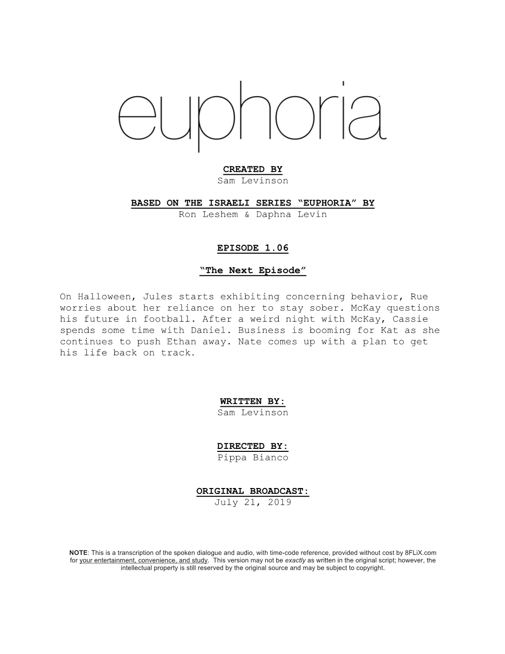 Euphoria | Dialogue Transcript | S1:E6