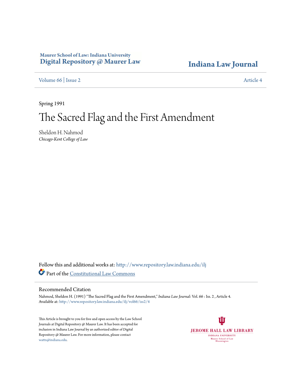 The Sacred Flag and the First Amendmentt