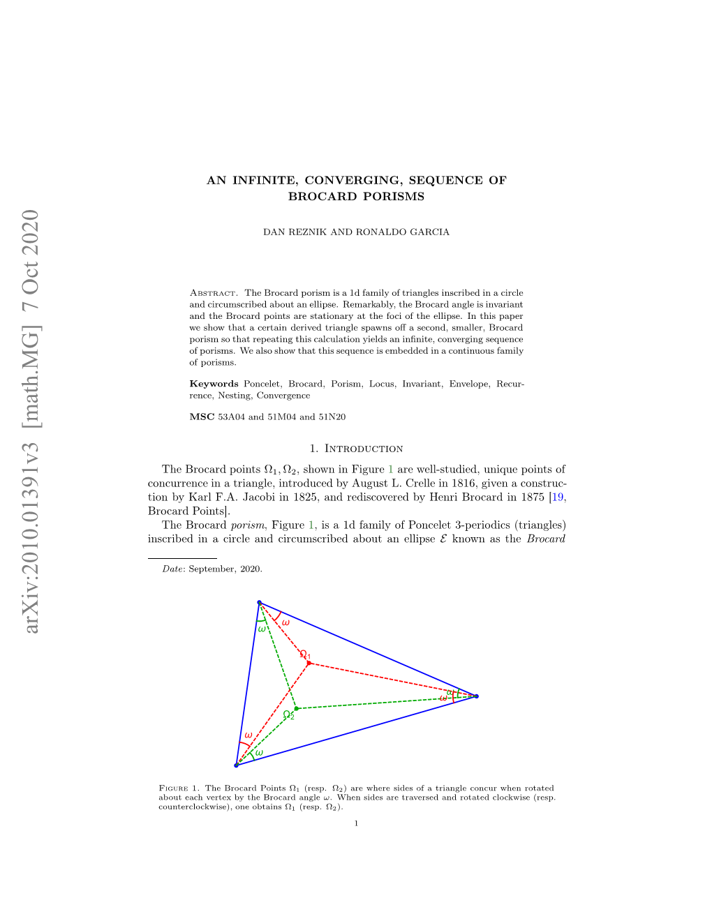 Arxiv:2010.01391V3 [Math.MG] 7 Oct 2020 Inb Alfa Aoii 85 N Eicvrdb Er Br Henri by Rediscovered and 1825, in Points]