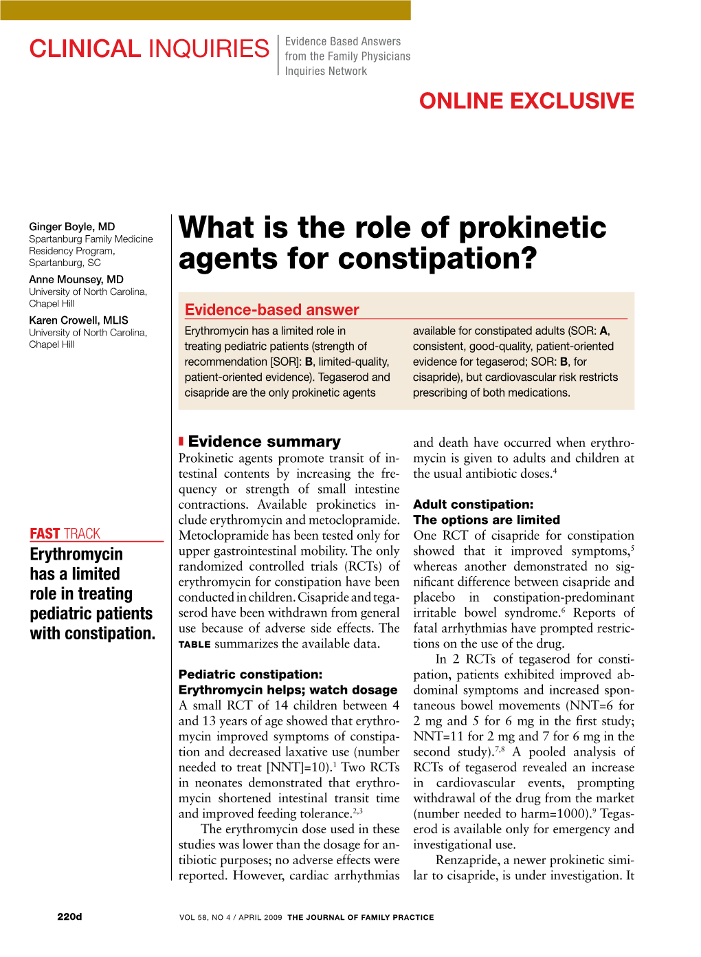 What Is the Role of Prokinetic Agents for Constipation?