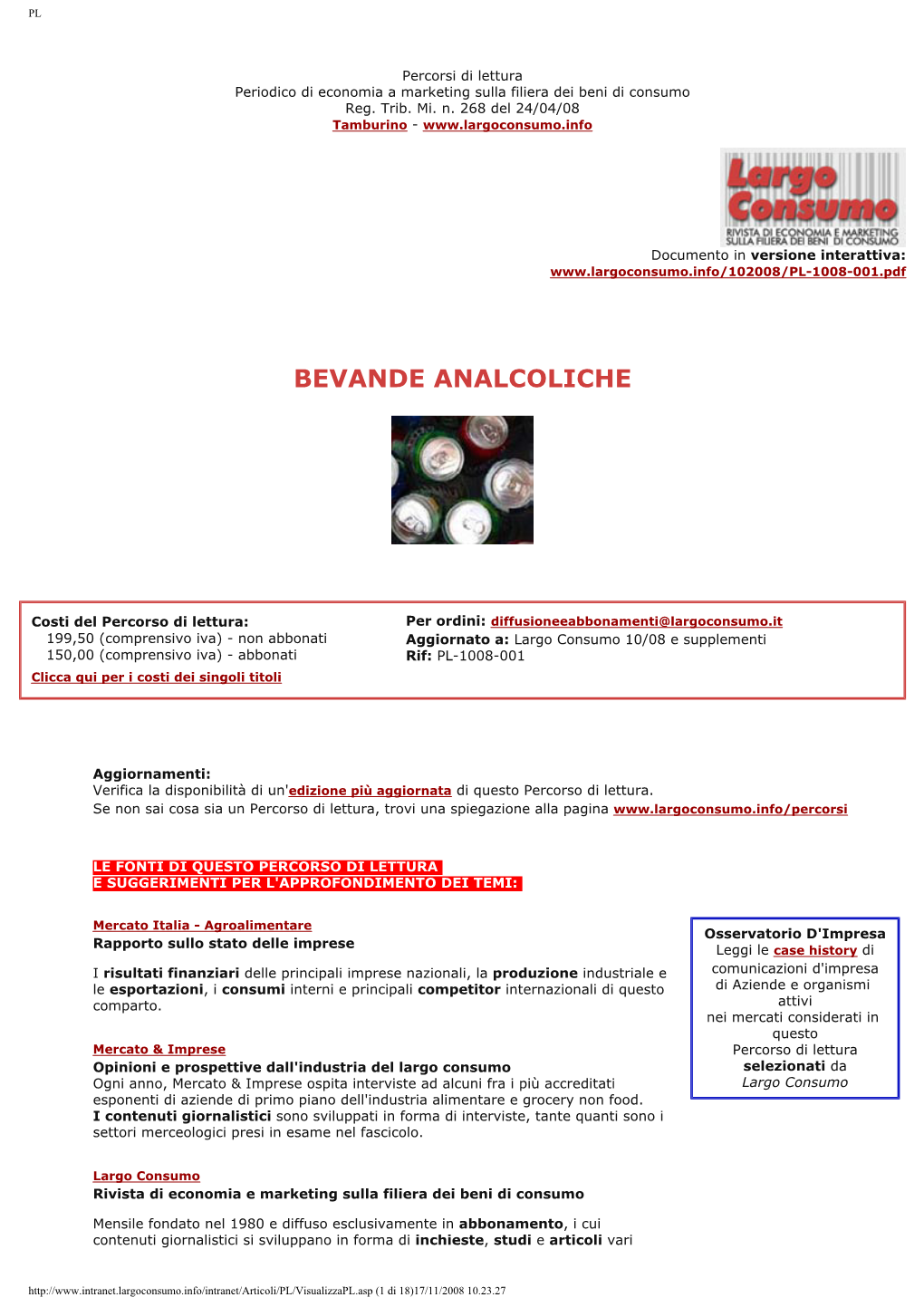 Il Mercato Italia Delle Bevande Analcoliche