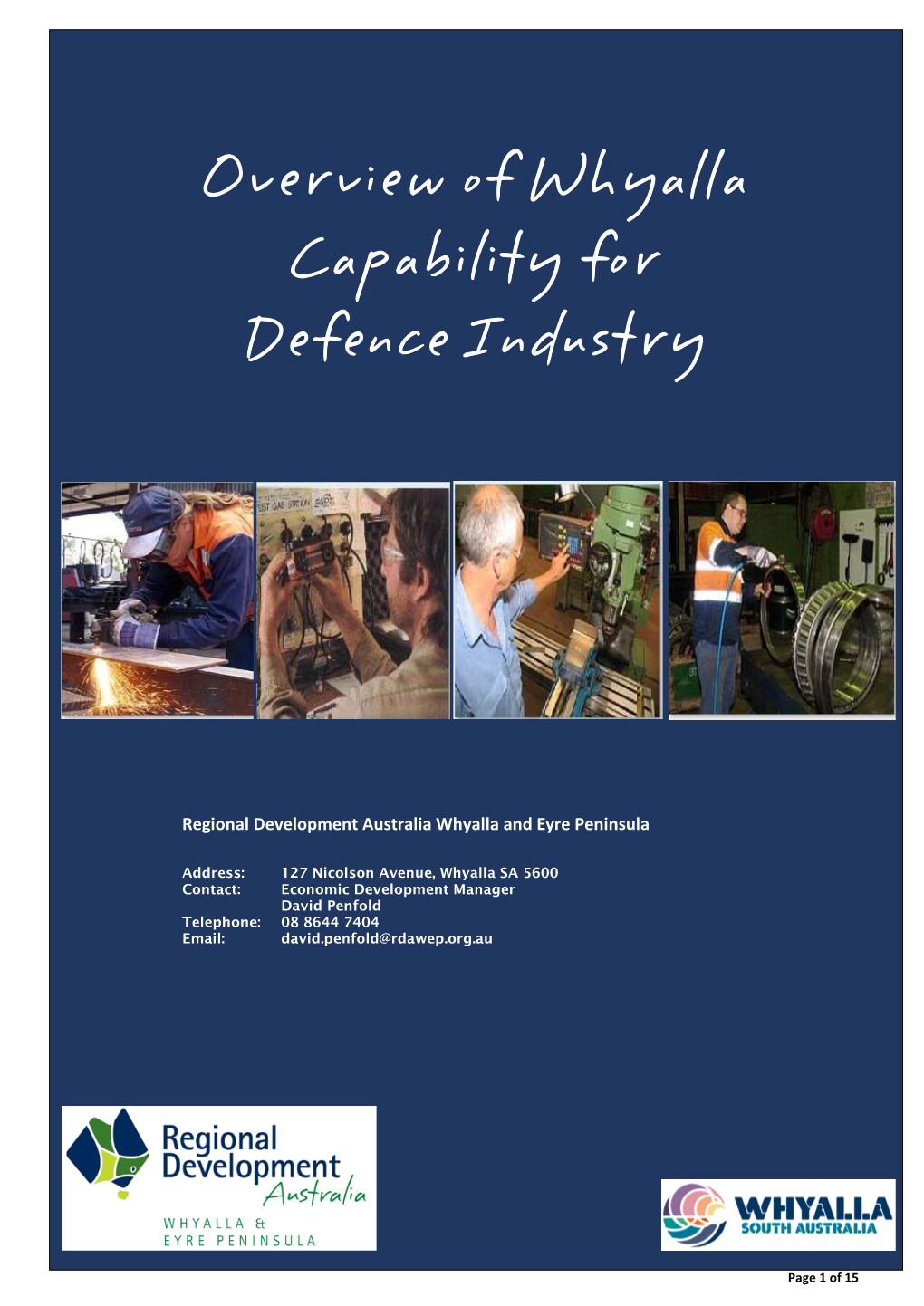 Overview of Whyalla Capability for Defence Industry