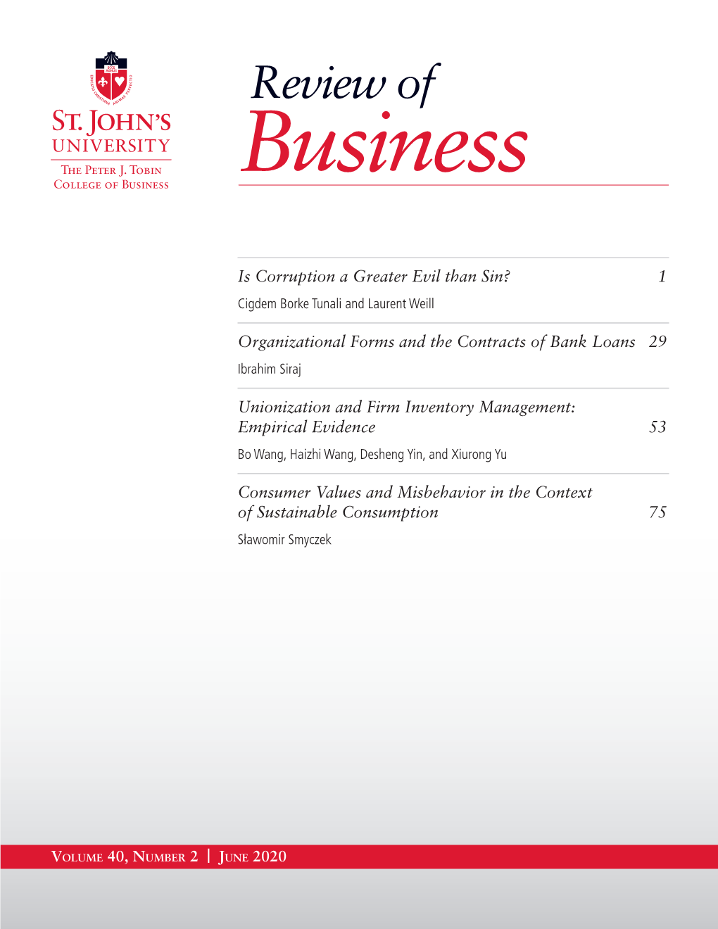 Review of Business, June 2020