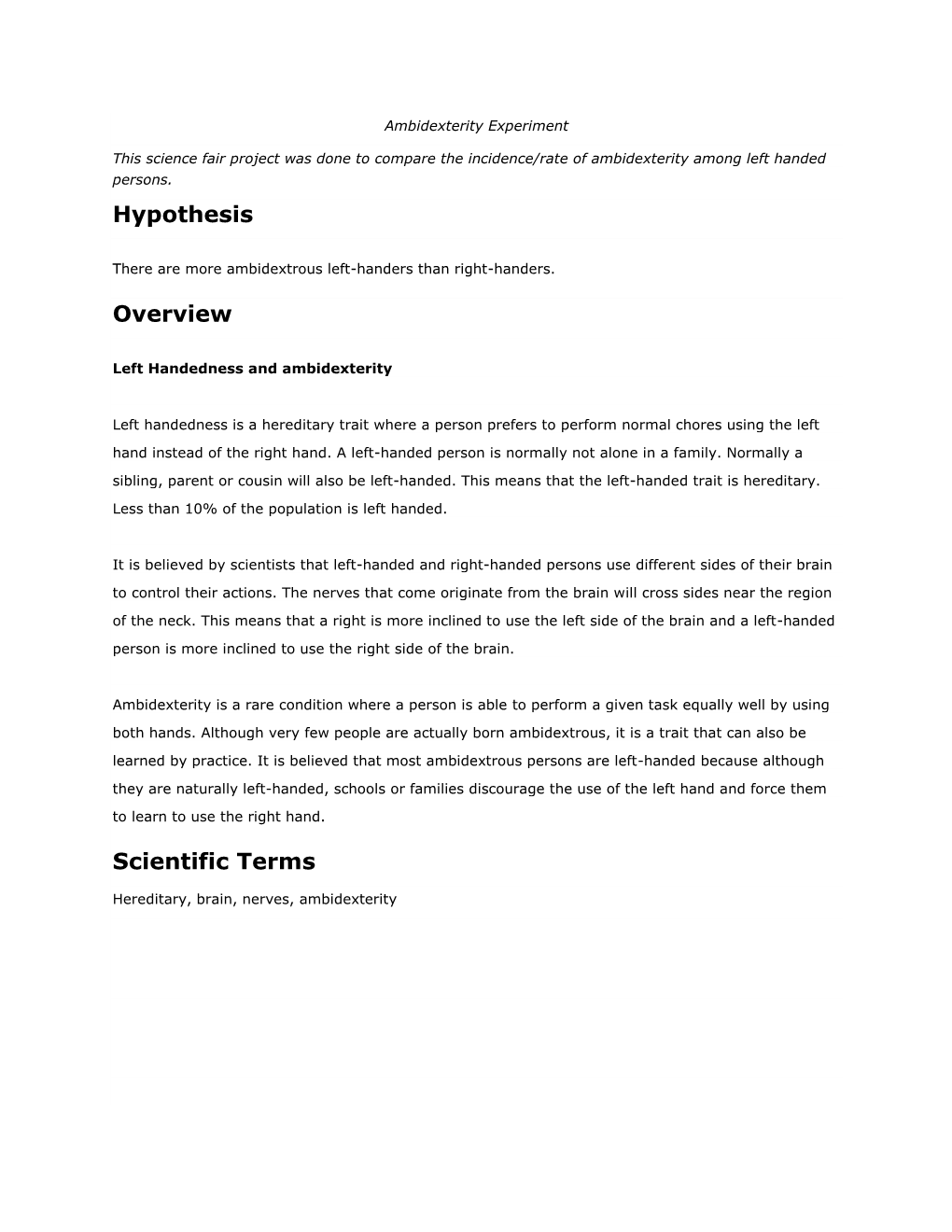 Hypothesis Overview Scientific Terms