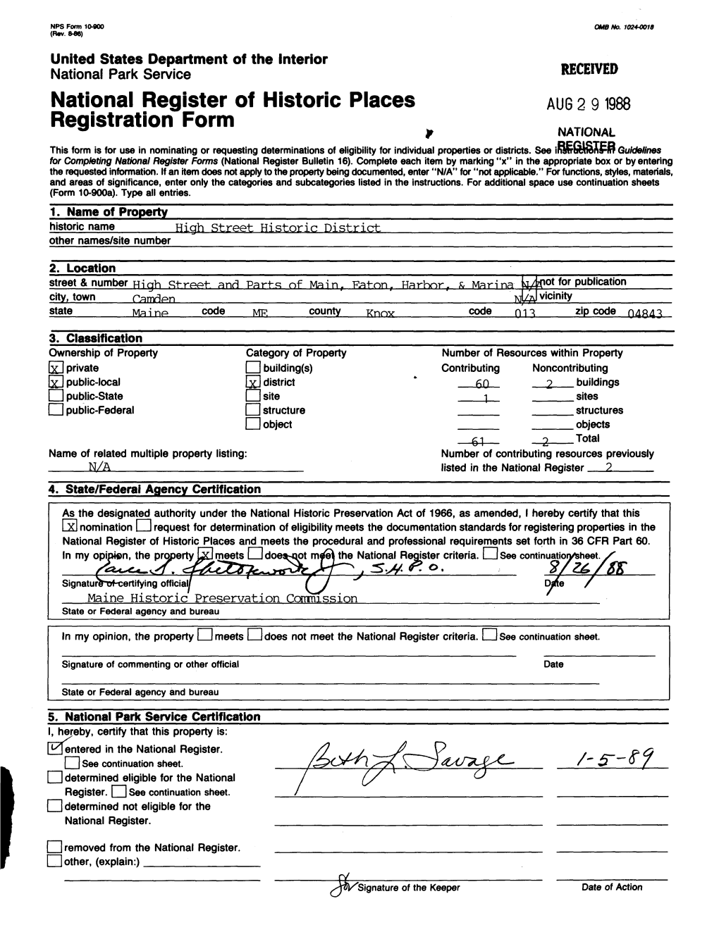 National Register of Historic Places Continuation Sheet