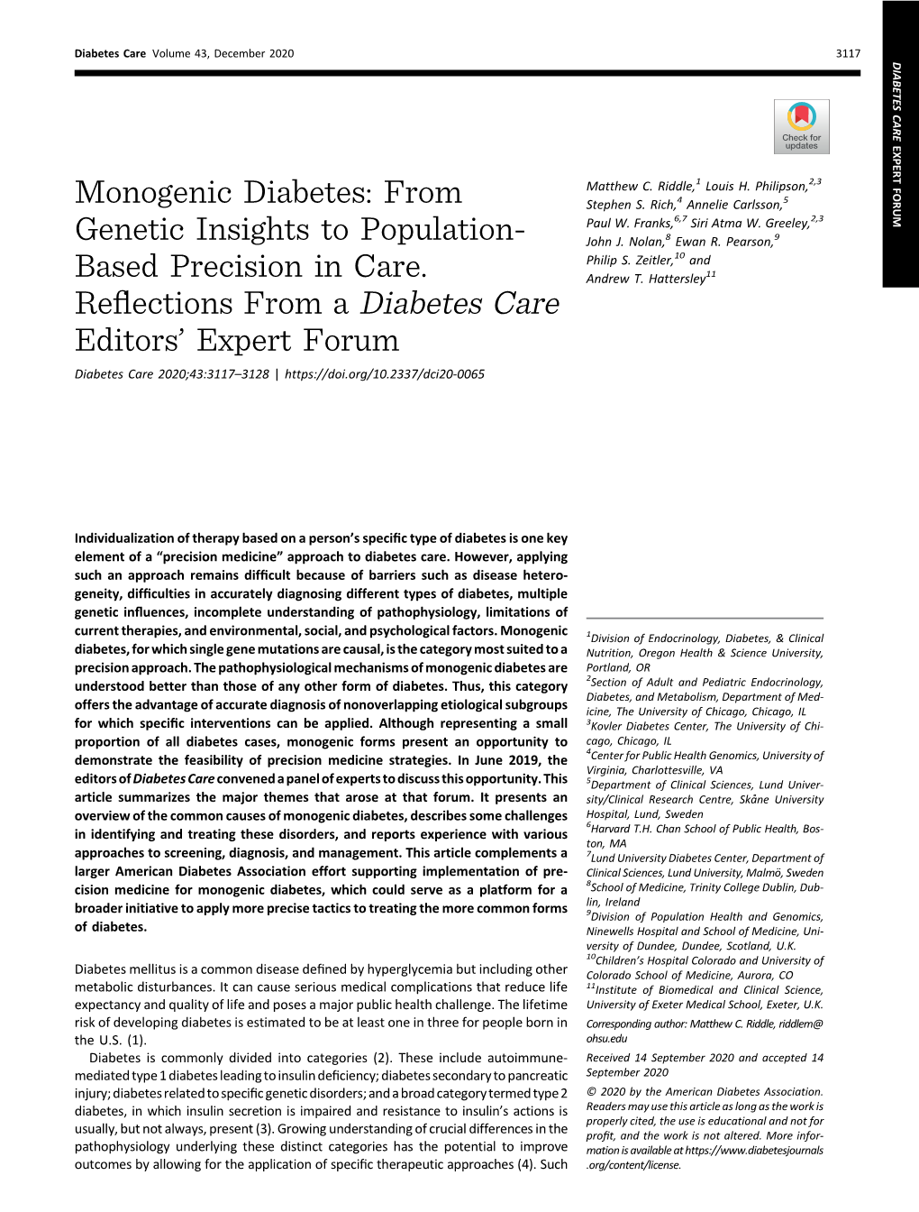 Monogenic Diabetes: from Genetic Insights to Population