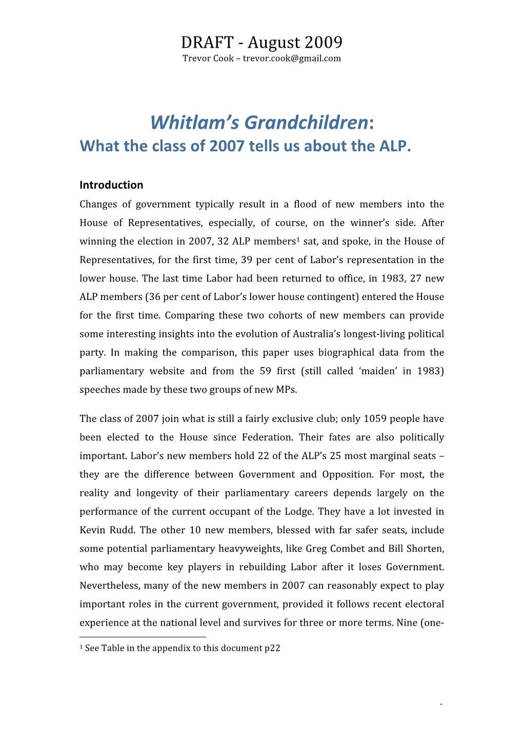 Whitlam's Grandchildren