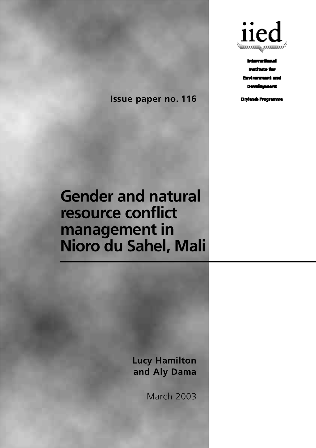 Gender and Natural Resource Conflict Management in Nioro Du Sahel, Mali