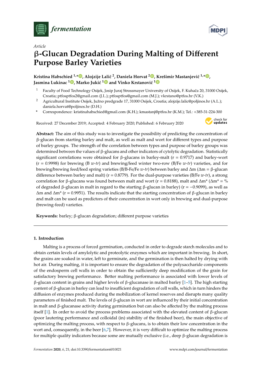 Β-Glucan Degradation During Malting of Different Purpose Barley Varieties