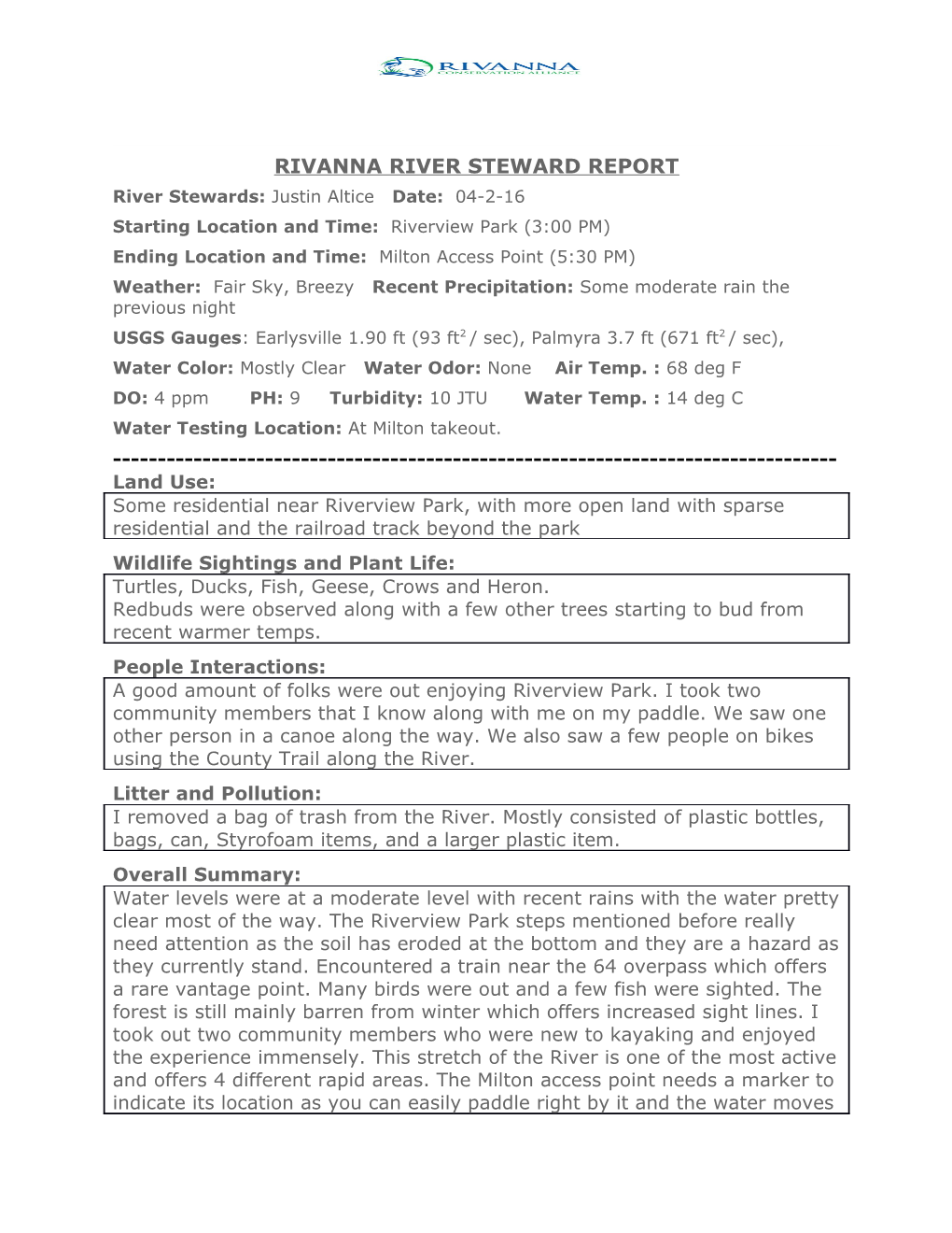 Rivanna River Steward Report s3