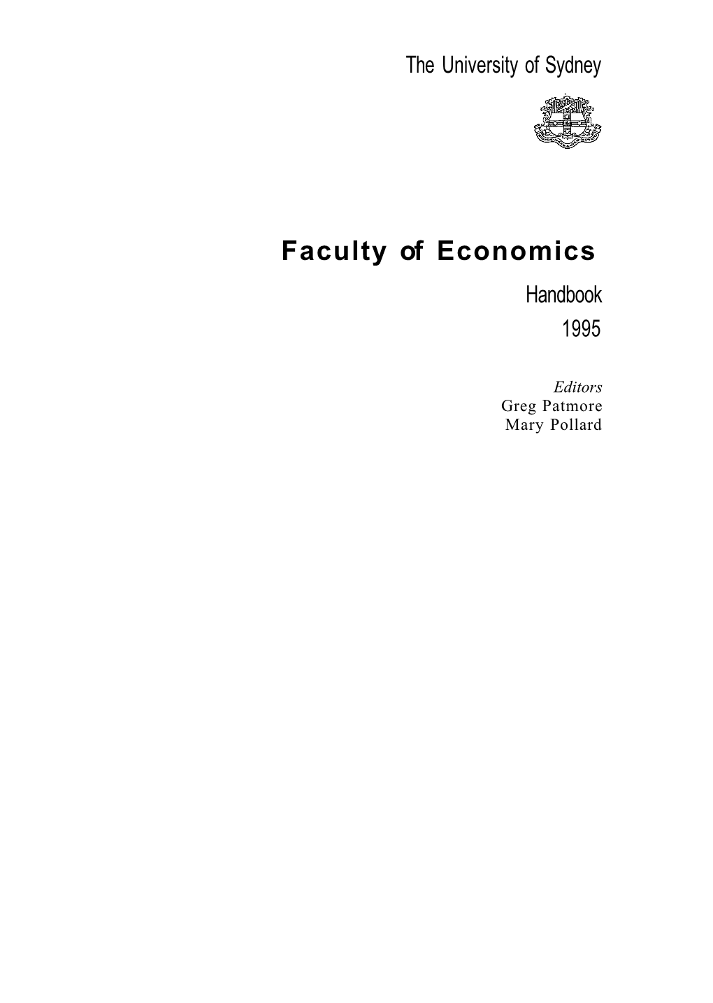 Faculty of Economics Handbook 1995