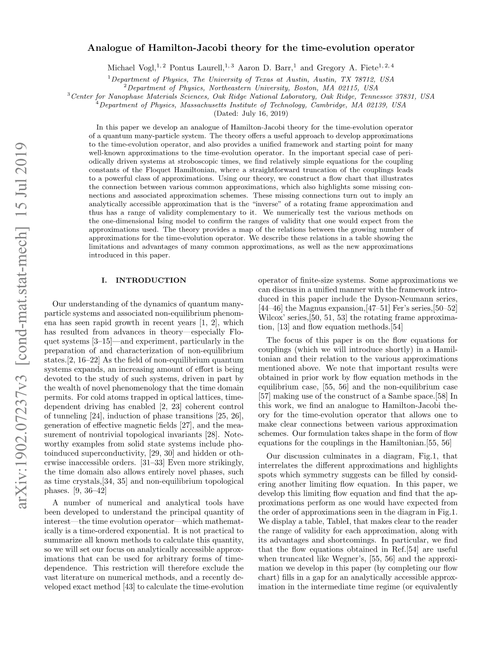 Arxiv:1902.07237V3 [Cond-Mat.Stat-Mech] 15 Jul 2019 Been Developed to Understand the Principal Quantity of the Order of Approximations Seen in the Diagram in Fig.1