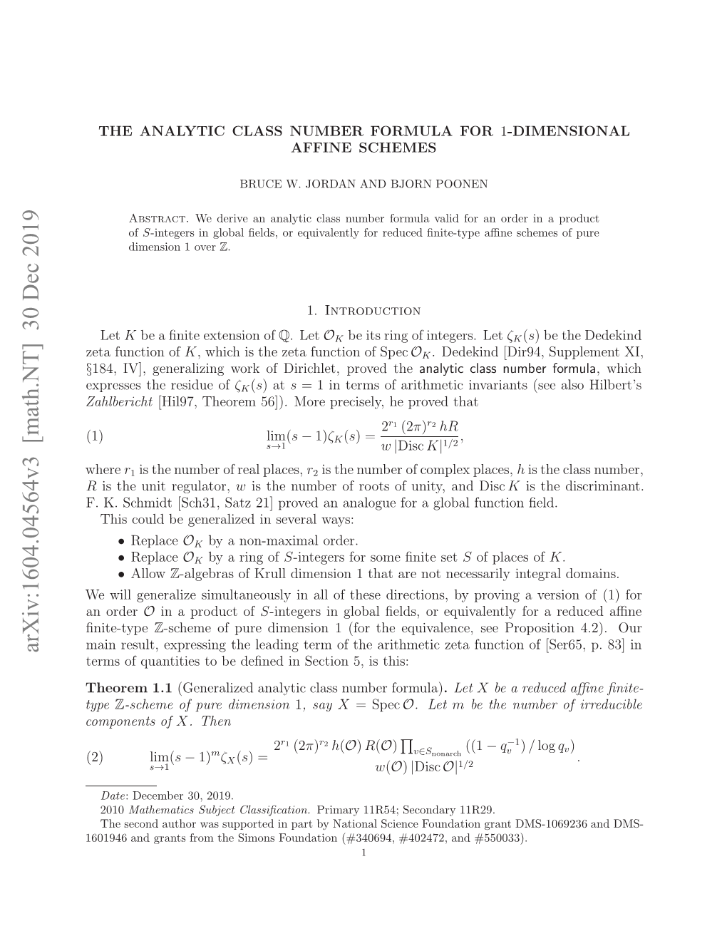 The Analytic Class Number Formula for Orders in Products of Number Fields