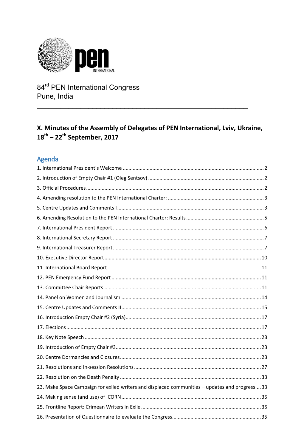 84 PEN International Congress Pune