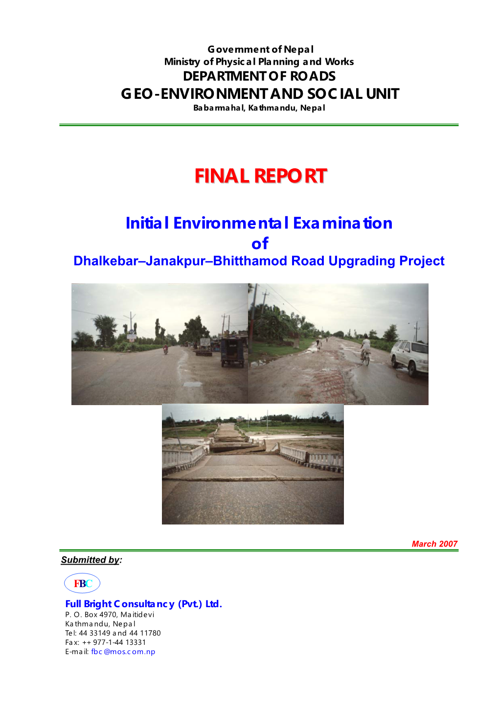 FINAL REPORT Initial Environmental Examination of Dhalkebar