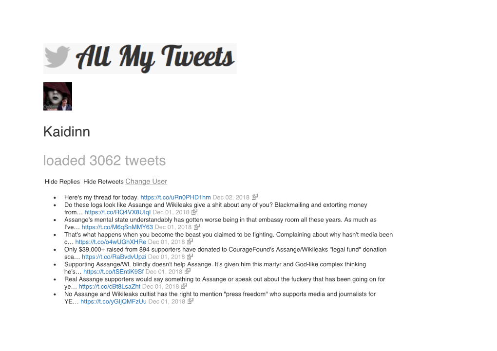 Kaidinn Loaded 3062 Tweets