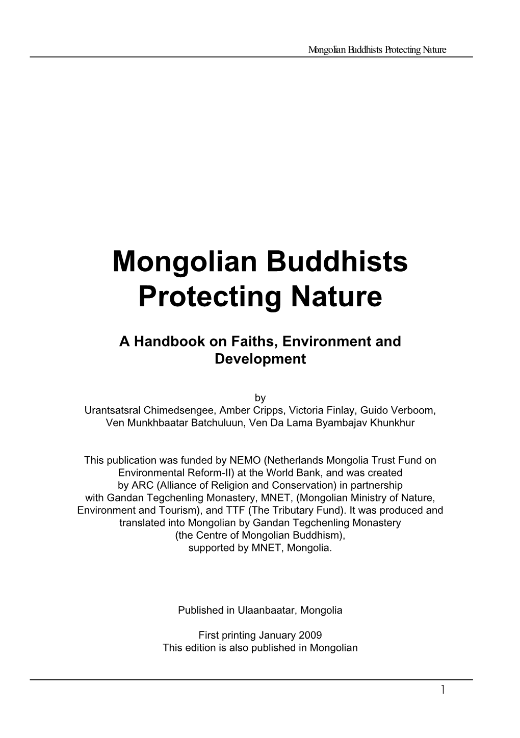 Mongolian Buddhists Protecting Nature