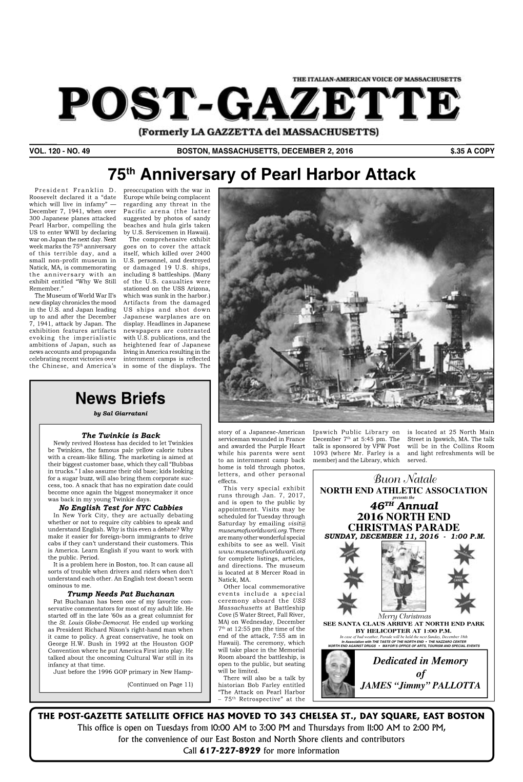 News Briefs 75Th Anniversary of Pearl Harbor Attack