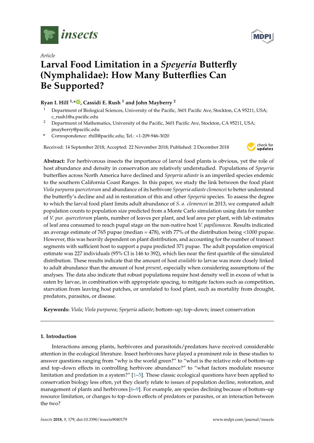 Larval Food Limitation in a Speyeria Butterfly