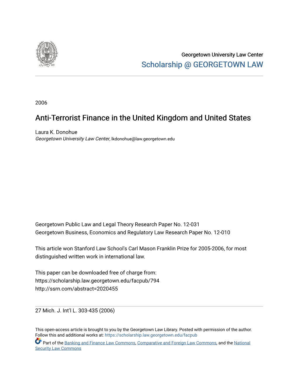 Anti-Terrorist Finance in the United Kingdom and United States