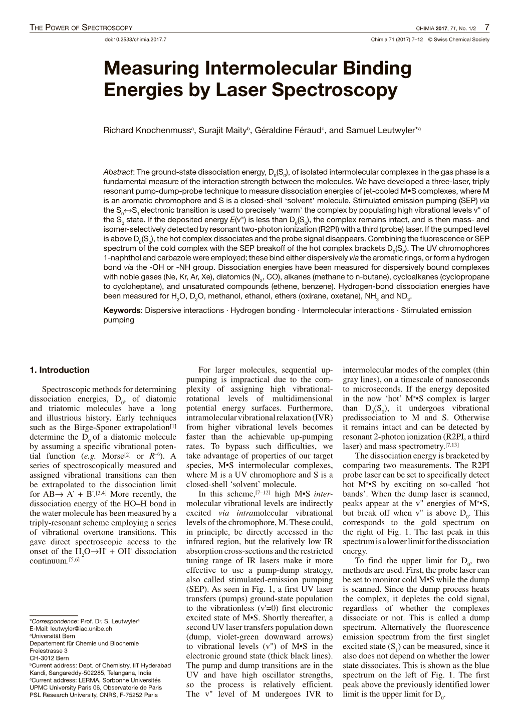 Measuring Intermolecular Binding Energies by Laser Spectroscopy