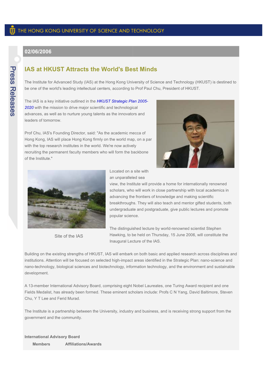 IAS at HKUST Attracts the World's Best Minds