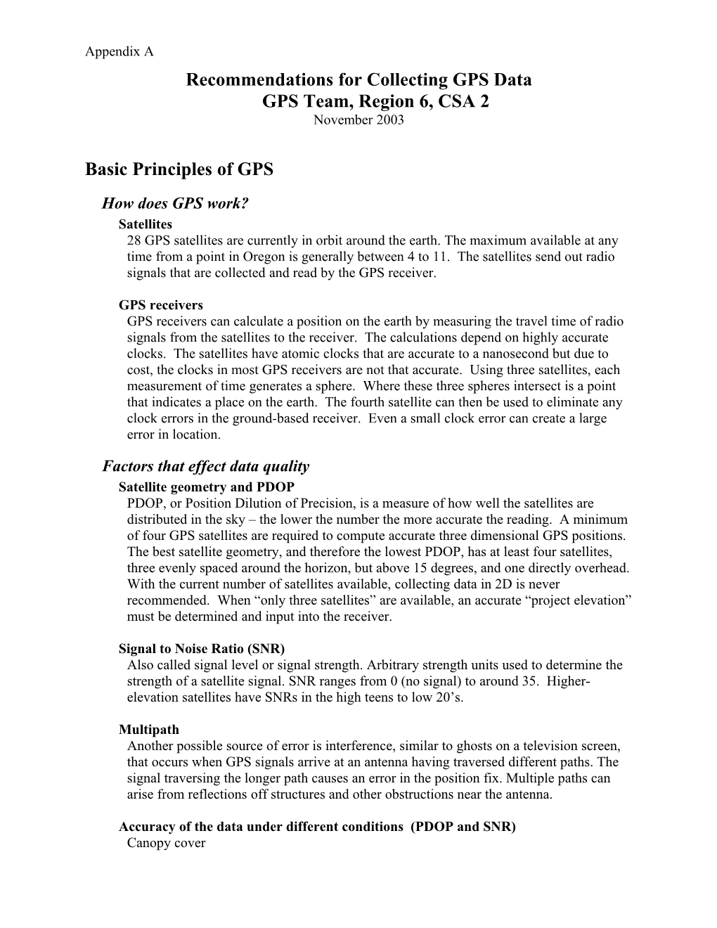 GPS Data Collection in CSA 2