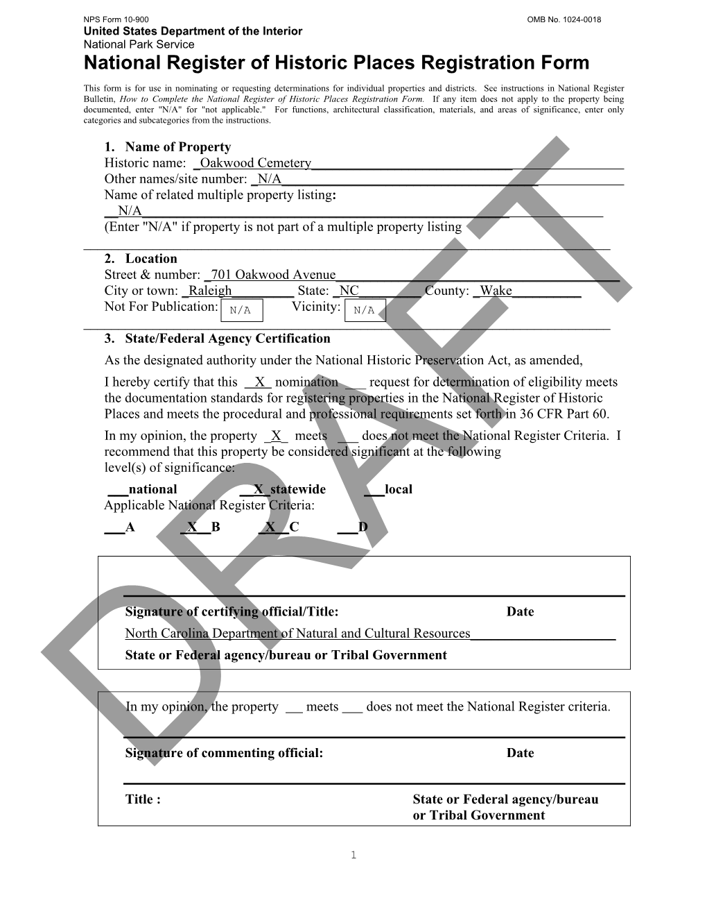 National Register of Historic Places Registration Form