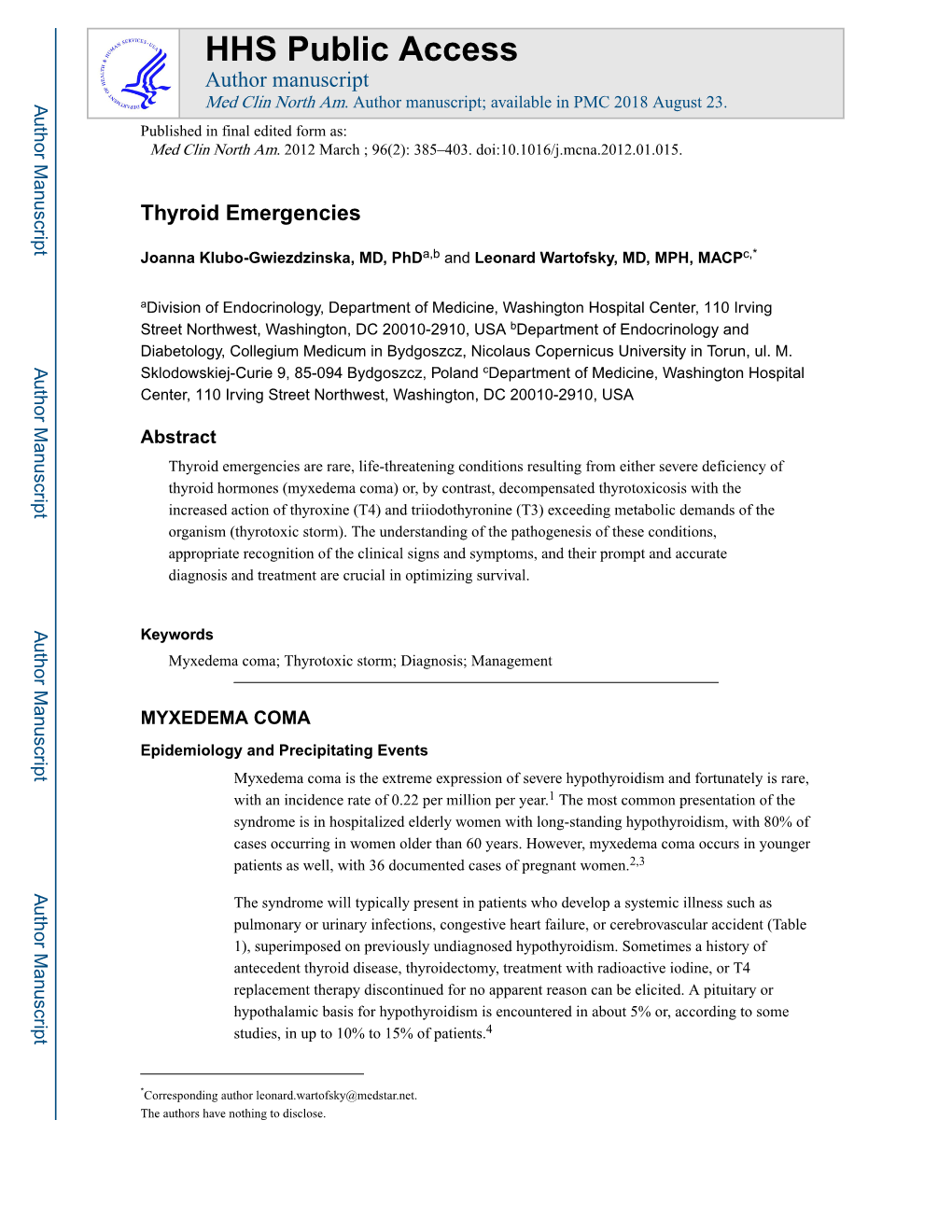 Thyroid Emergencies