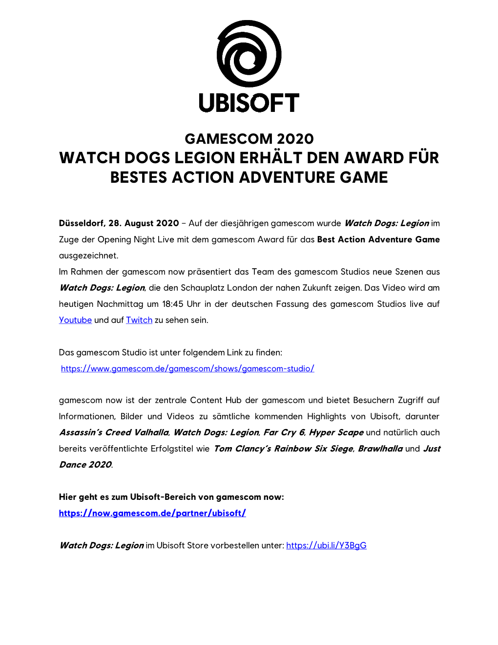 Watch Dogs Legion Erhält Den Award Für Bestes Action Adventure Game