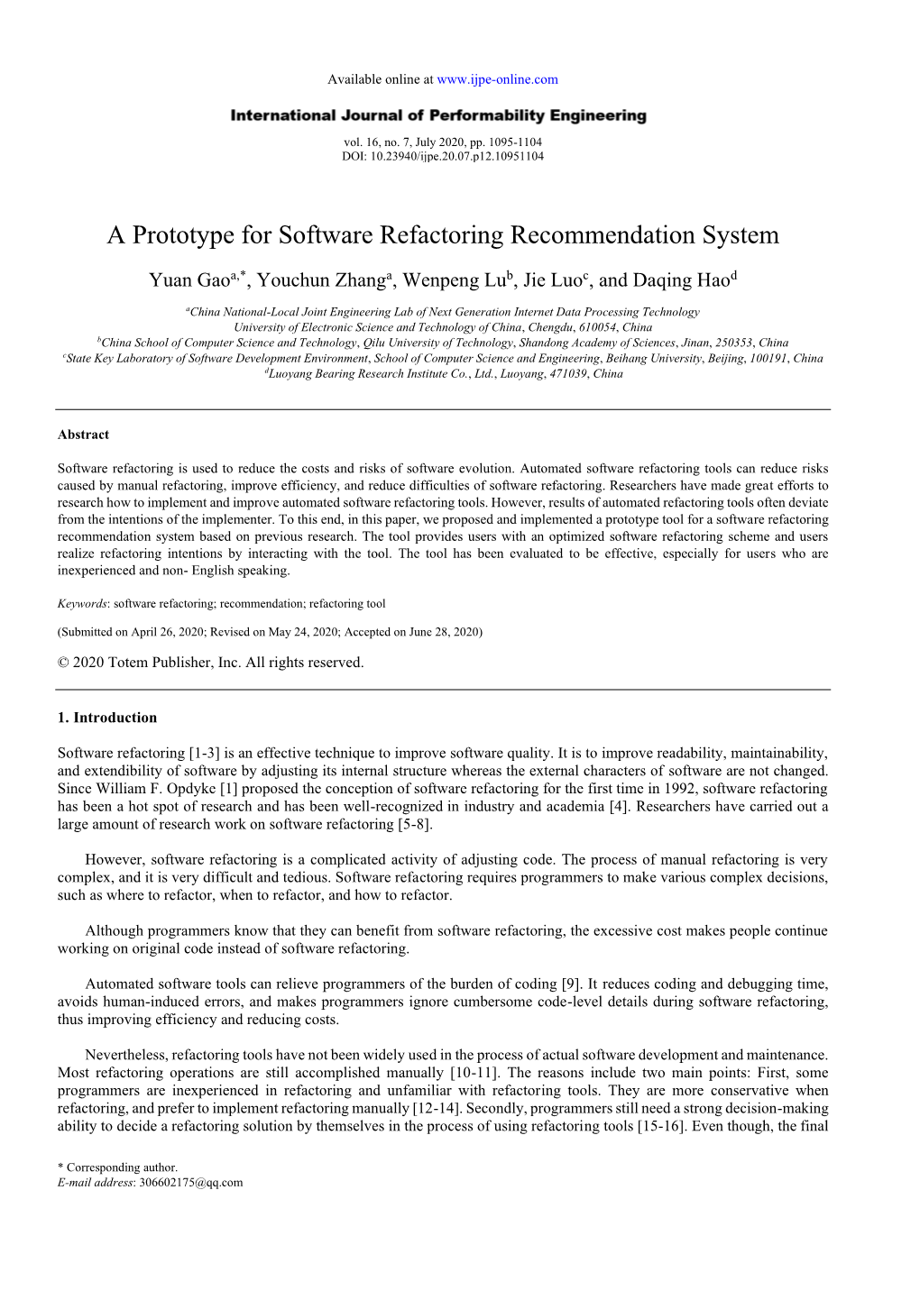 A Prototype for Software Refactoring Recommendation System